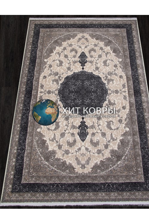Иранский ковер Kashan 752029 Крем-серый
